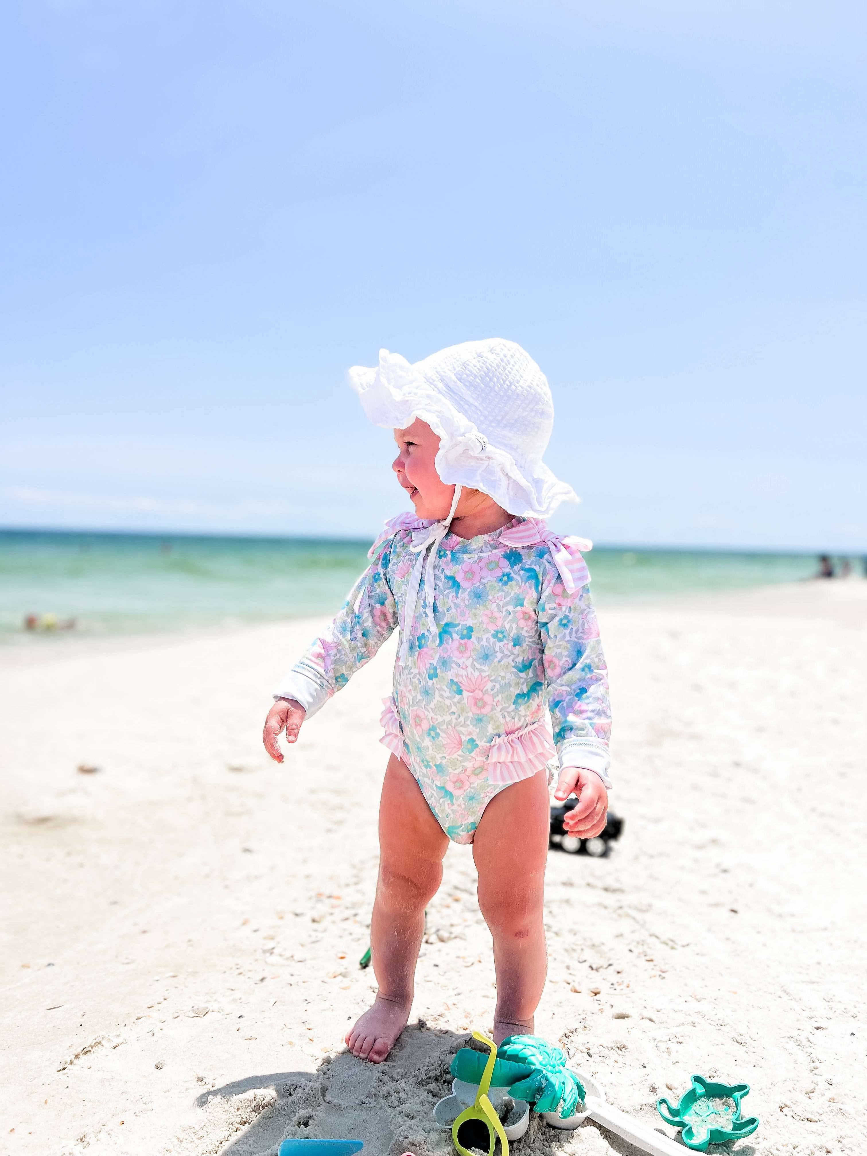 Girls Blooming Pastels Rashguard Swimsuit UPF 50+