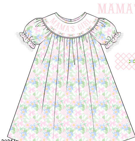 Girls “Mama’s Girl” Mother’s Day Smocked Dress