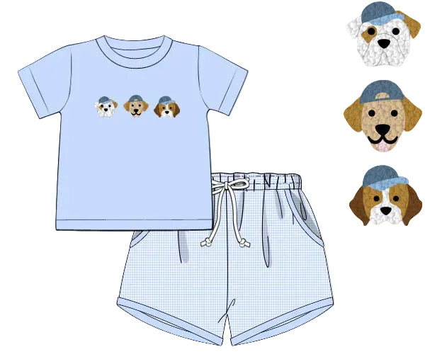 Boys French Knot Puppy Pals Short Set