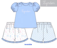 PRE ORDER Girls Golf & Floral Reversable Short Set ETA: MAY