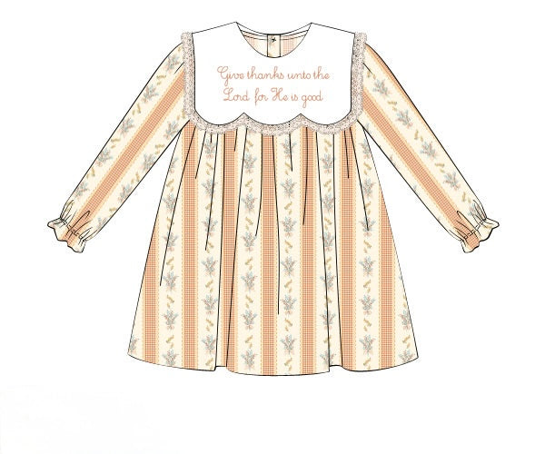PRE ORDER Girls Embroidered  Give Thanks Bloomer Set & Dress | ETA to LBS: SEPTEMBER