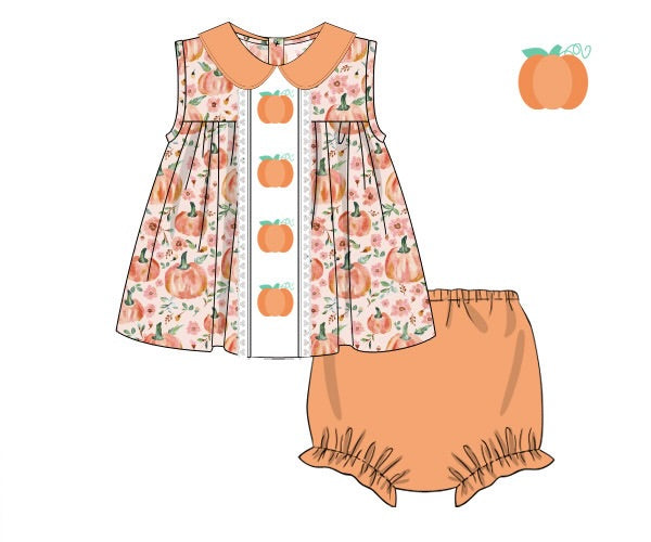 Girls Watercolor Pumpkins Bloomer Set