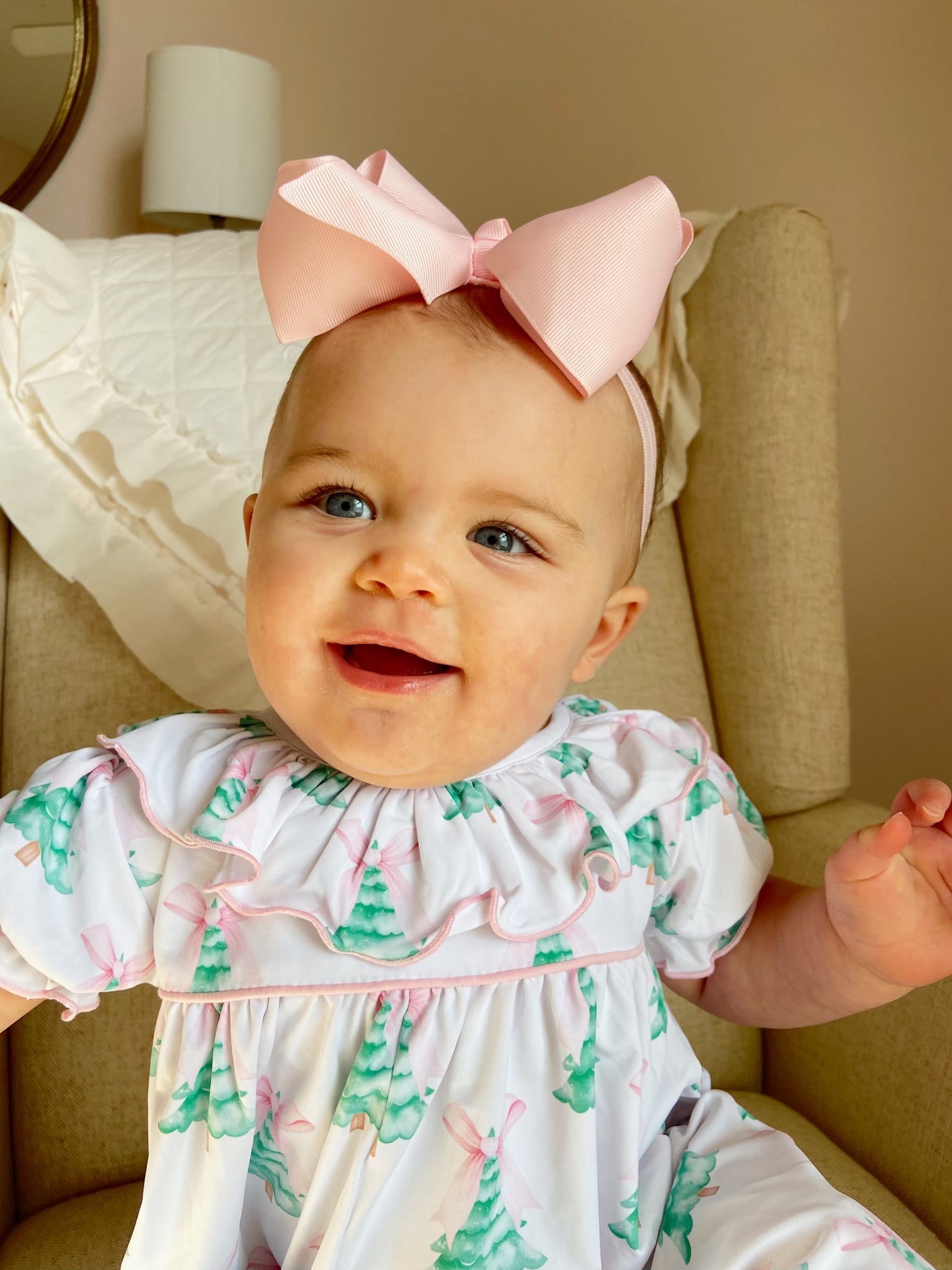 Girls Christmas Tree Knit Romper RTS