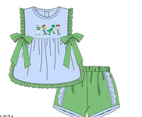 Girls Embroidered Toy Friends Short Set