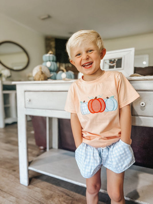 Boys Pumpkin Appliqué Short Set