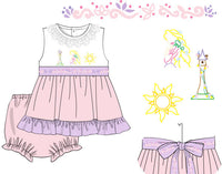 Girls Embroidered Flower Gleam and Glow Bloomer Set & Dress