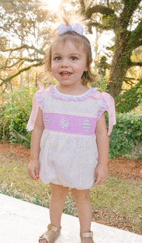 PRE ORDER Girls Swiss Dot Smocked Easter Egg Bubble | ETA to LBS: LATE FEBRUARY
