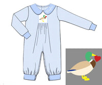 PRE ORDER Boys French Knot Valentine Mallard Long Romper | ETA to LBS: DECEMBER
