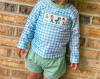 Boys Smocked Toy Friends 2-Piece Swim Trunk Set