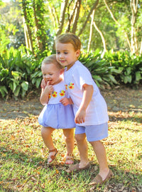 PRE ORDER Boys French Knot Rubber Ducks and Embroidered Easter Tractor Interchangeable Bubble | ETA to LBS: LATE FEBRUARY