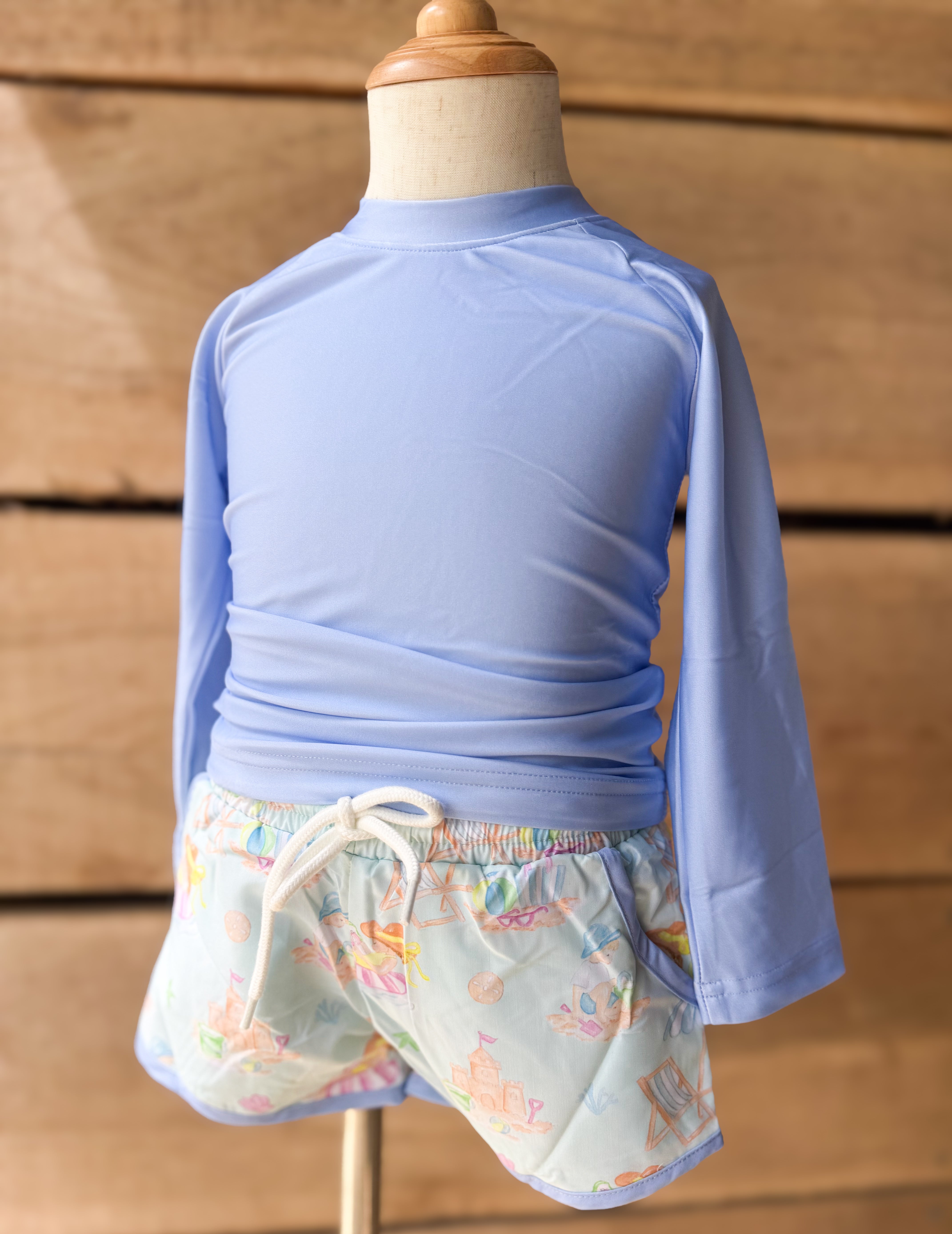 Boys Mint Beach Day 2-Piece Swim Trunk Set- UPF: 50+