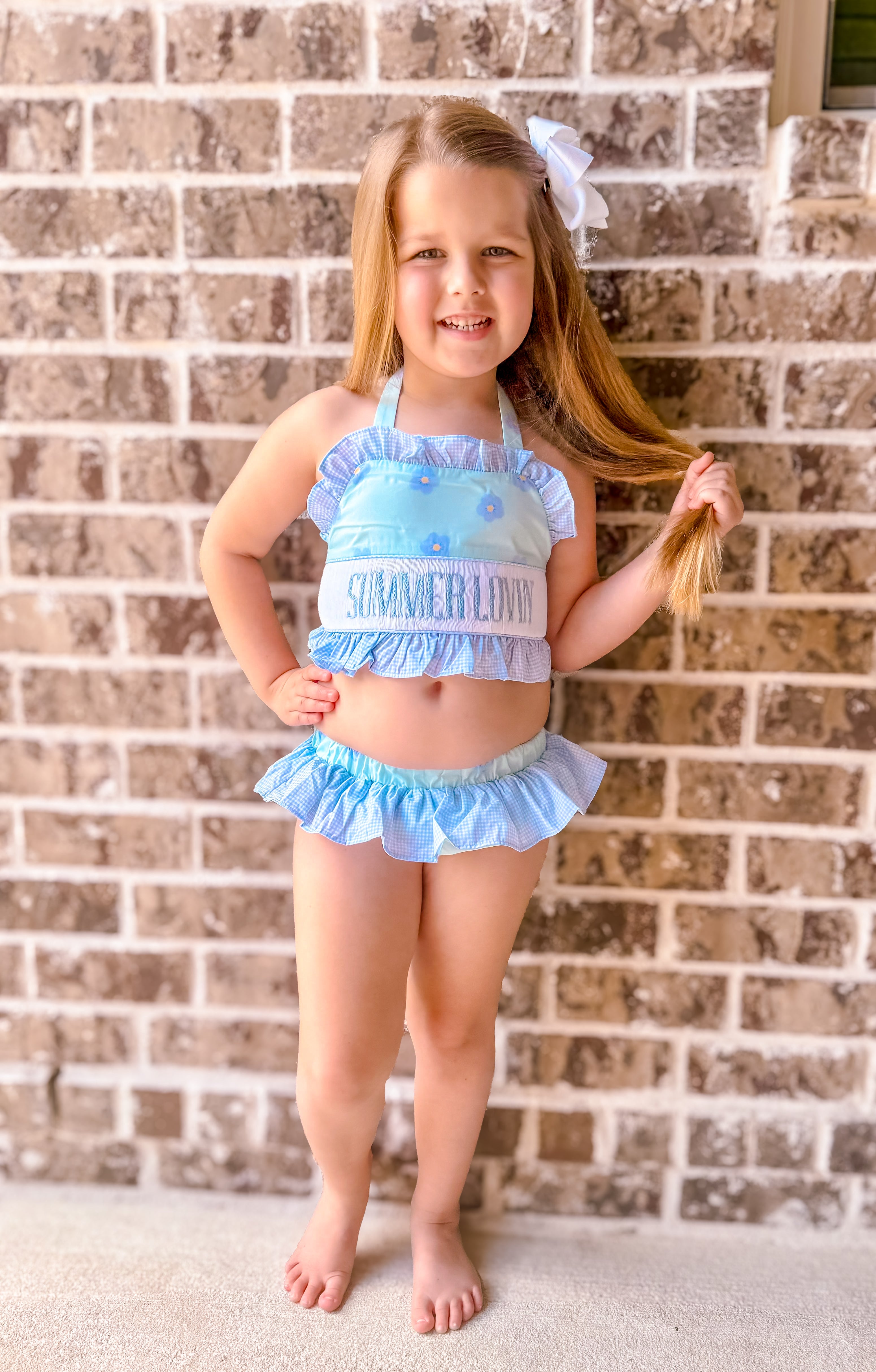 Smocked “Summer Lovin’” Girls 2 Piece Floral Daydream Swimsuit
