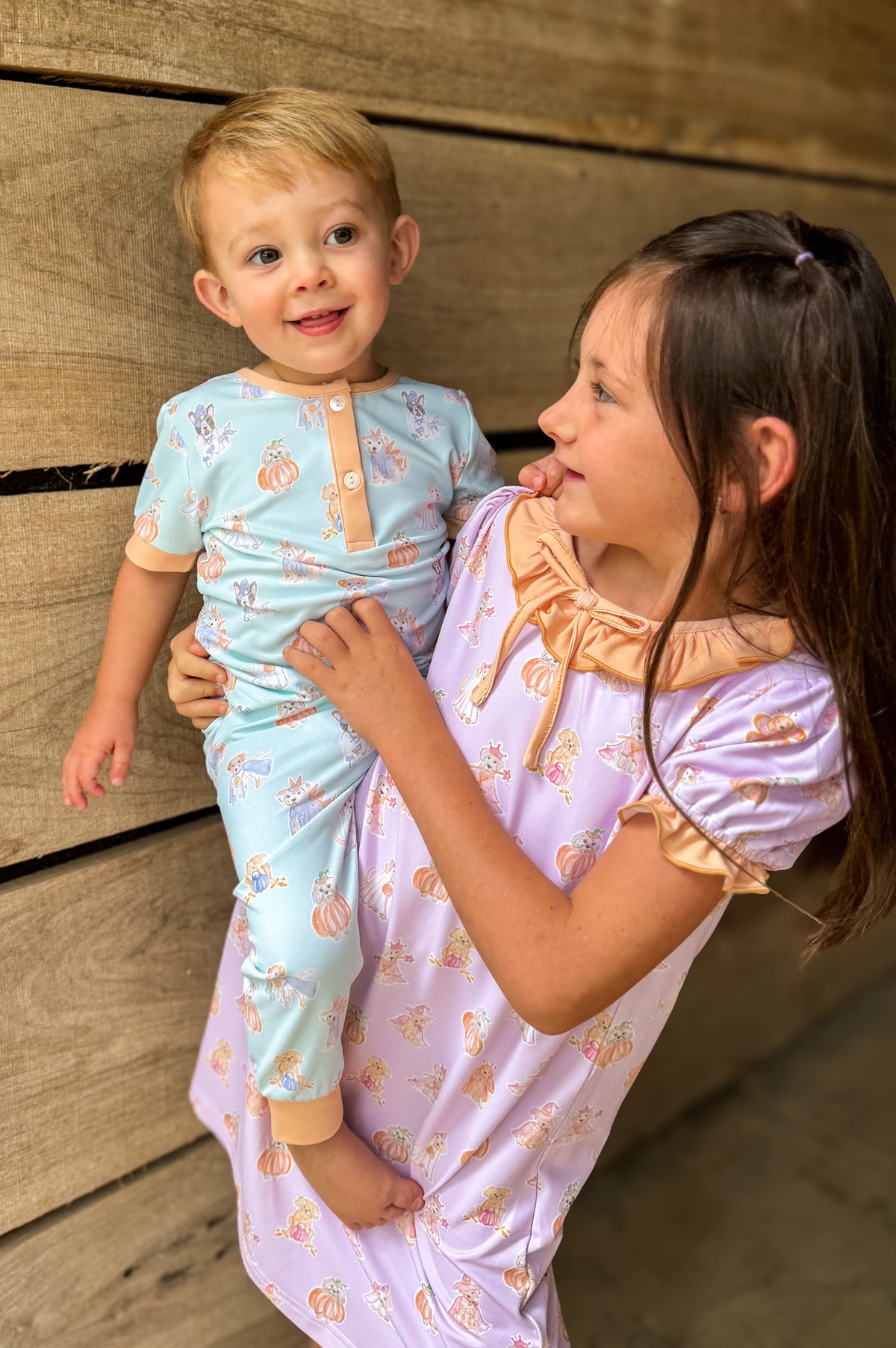 Girls Spooky Pups Knit Lounge Gown