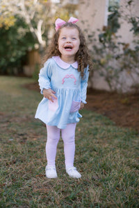 Girls Bow Embroidered Legging Set