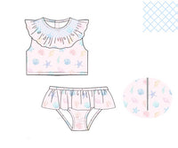 PRE ORDER Girls Sally Sells Seashells Smocked 2 Piece UPF 50+ | ETA to LBS: APRIL