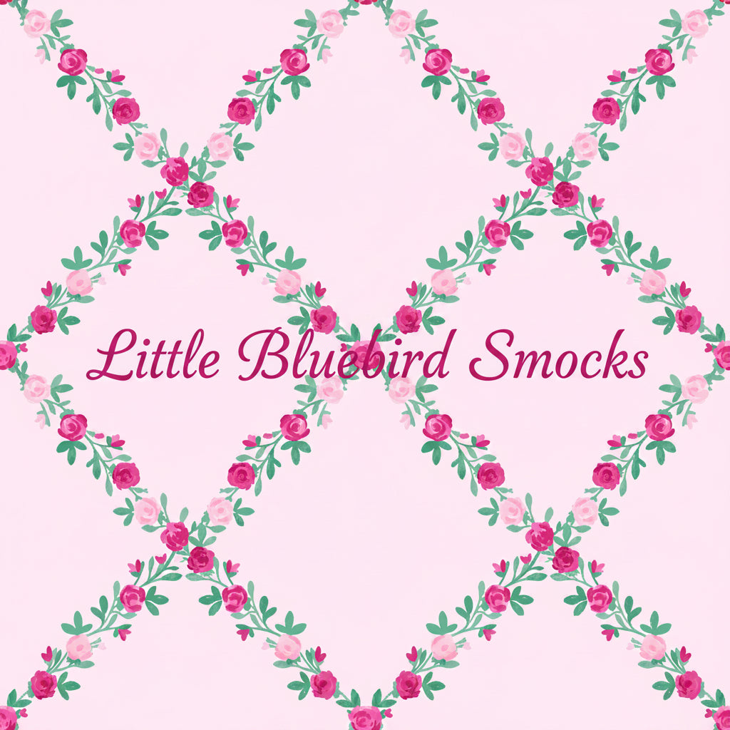 PRE ORDER Girls Custom Smock Blushing Trellis Ruffle Pant Set | ETA to LBS: DECEMBER