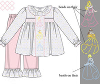 PRE ORDER Girls Embroidered & Beaded Royal Princesses Ruffle Pant Set | ETA to LBS: DECEMBER