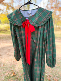 Womens Evergreen Plaid Midi Dress