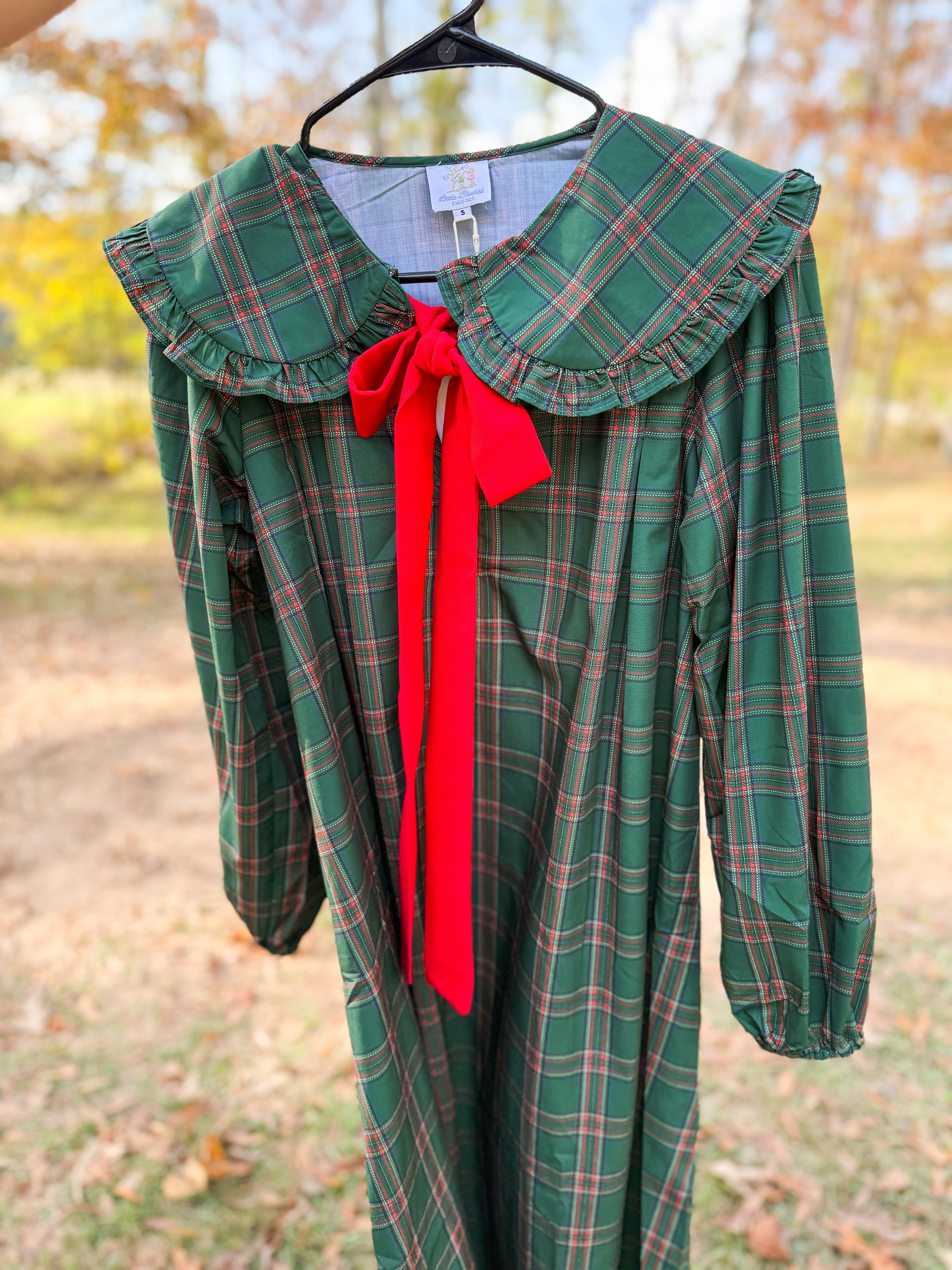 Womens Evergreen Plaid Midi Dress