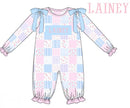 PRE ORDER Girls Custom Smock Patchwork Garden Long Romper | ETA to LBS: DECEMBER