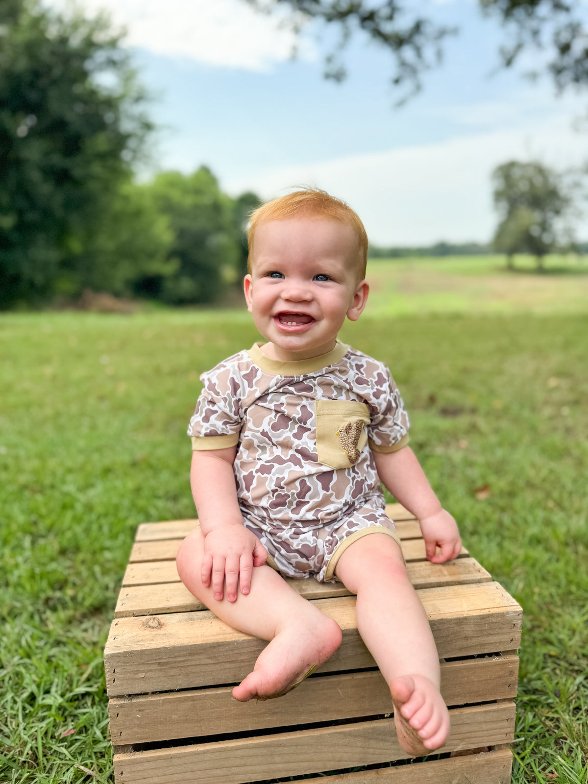 Boys French Knot Dove Day Romper
