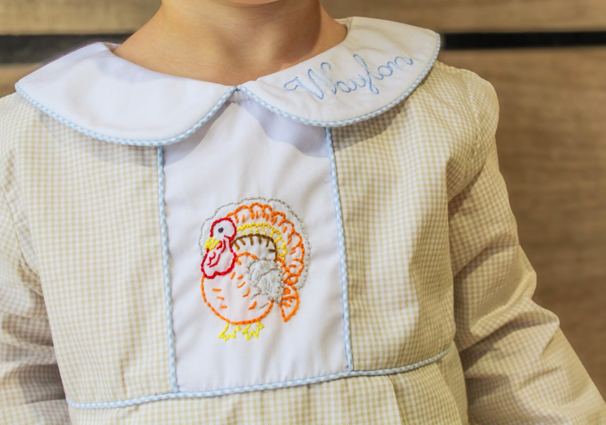 Boys Hand Embroidered Classic Turkey Bubble