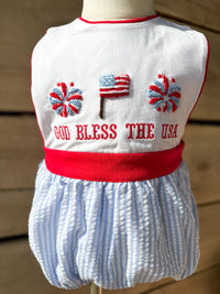 Boys French Knot God Bless the USA Bubble