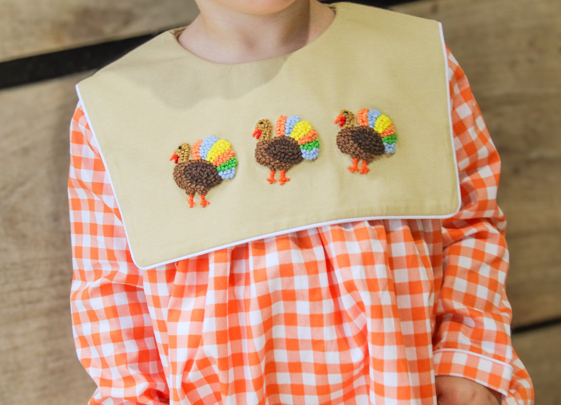 Boys French Knot Little Turkeys Bubble