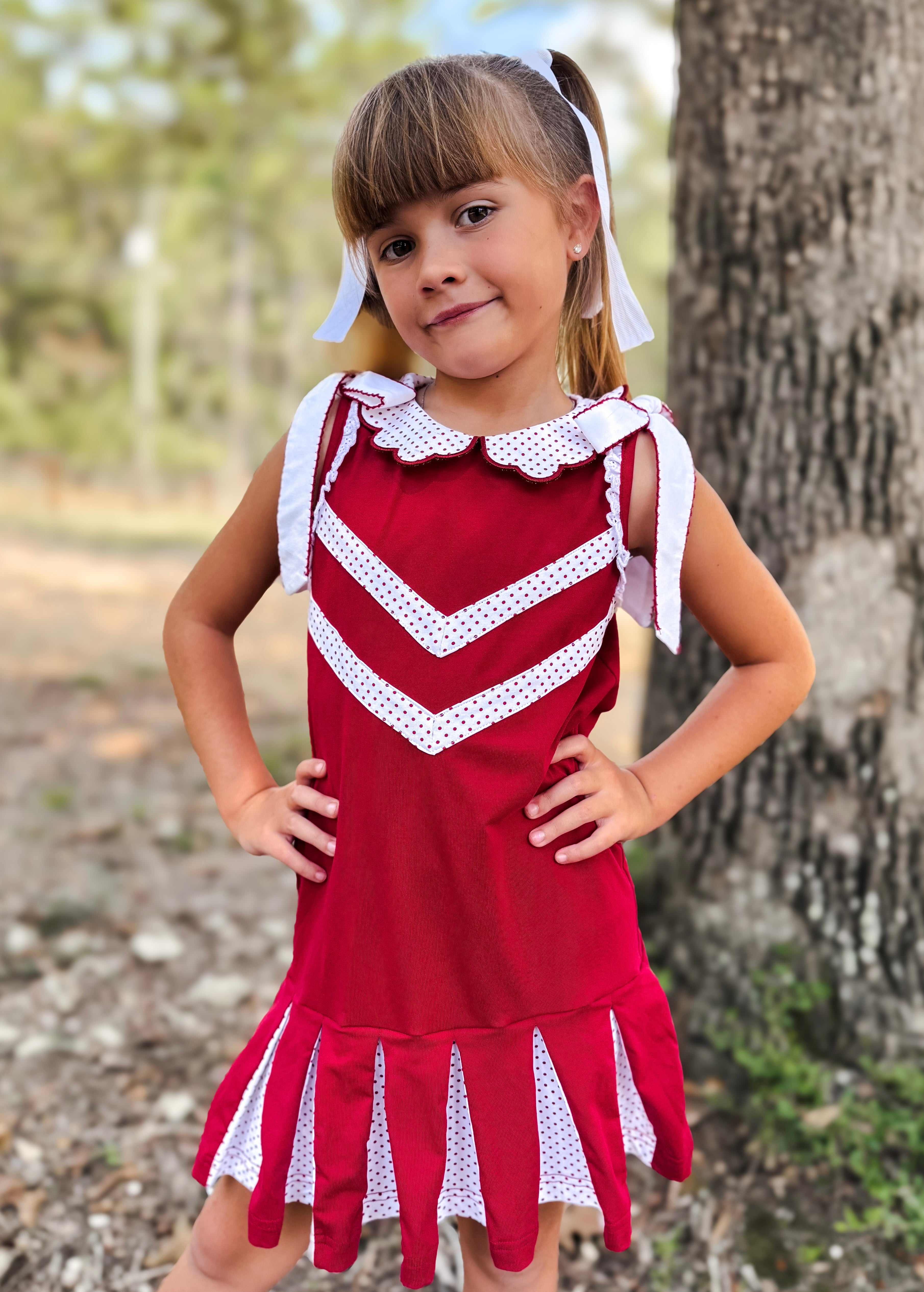 Dark Red & White Cheer Dress
