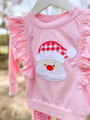 Girls Santa Appliqué Sweatshirt Jogger Set