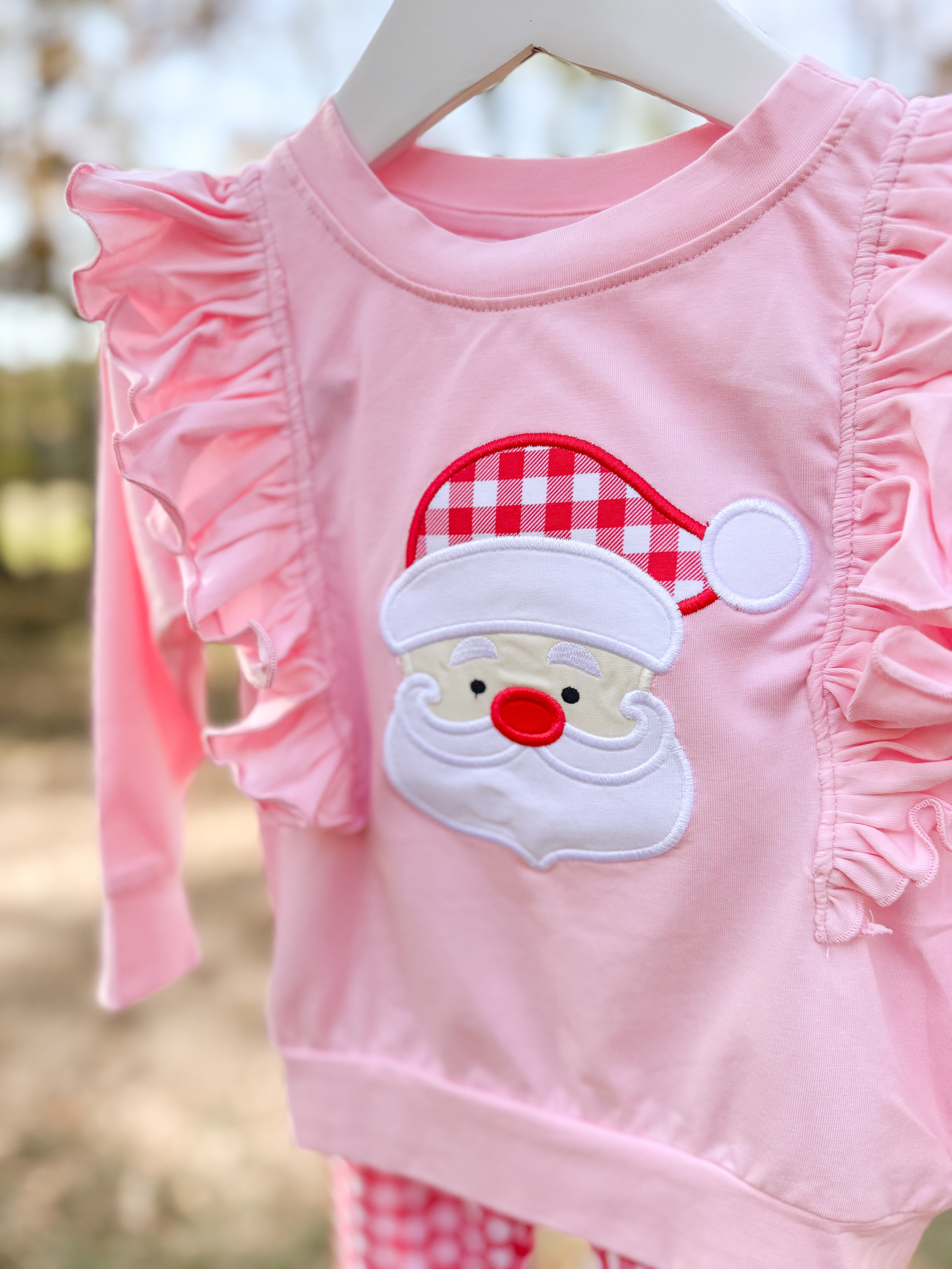Girls Santa Appliqué Sweatshirt Jogger Set