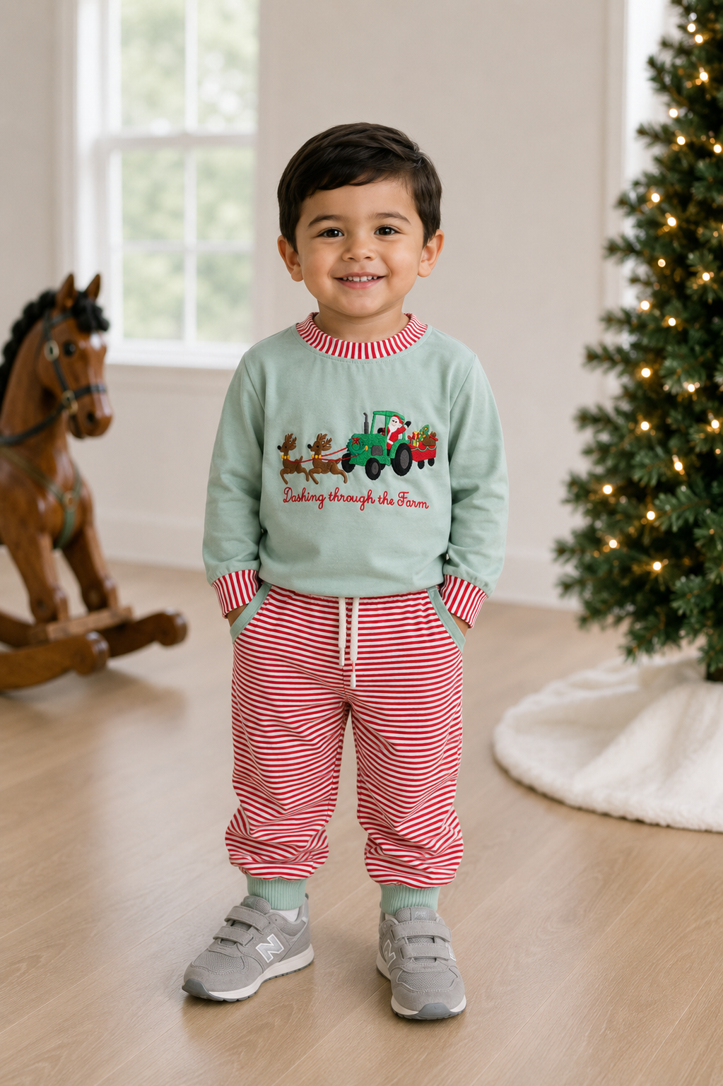 PRE ORDER Boys Dashing Through The Farm  Embroidered Jogger Set | ETA to LBS: OCTOBER