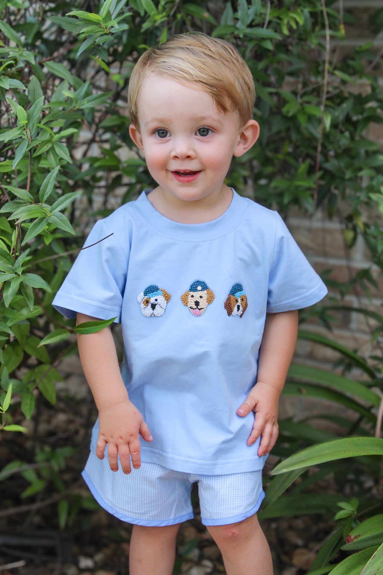 Boys French Knot Puppy Pals Short Set