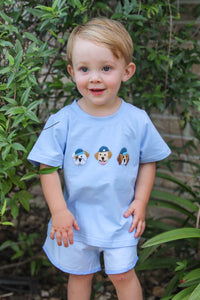 Boys French Knot Puppy Pals Short Set