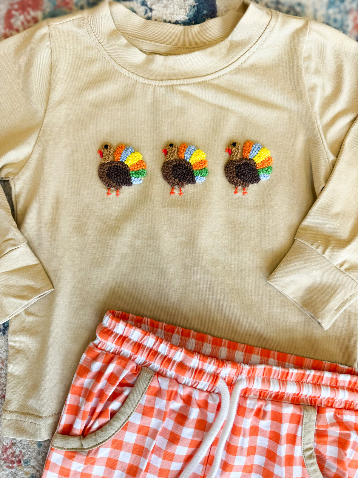 Boys French Knot Little Turkeys Jogger Set
