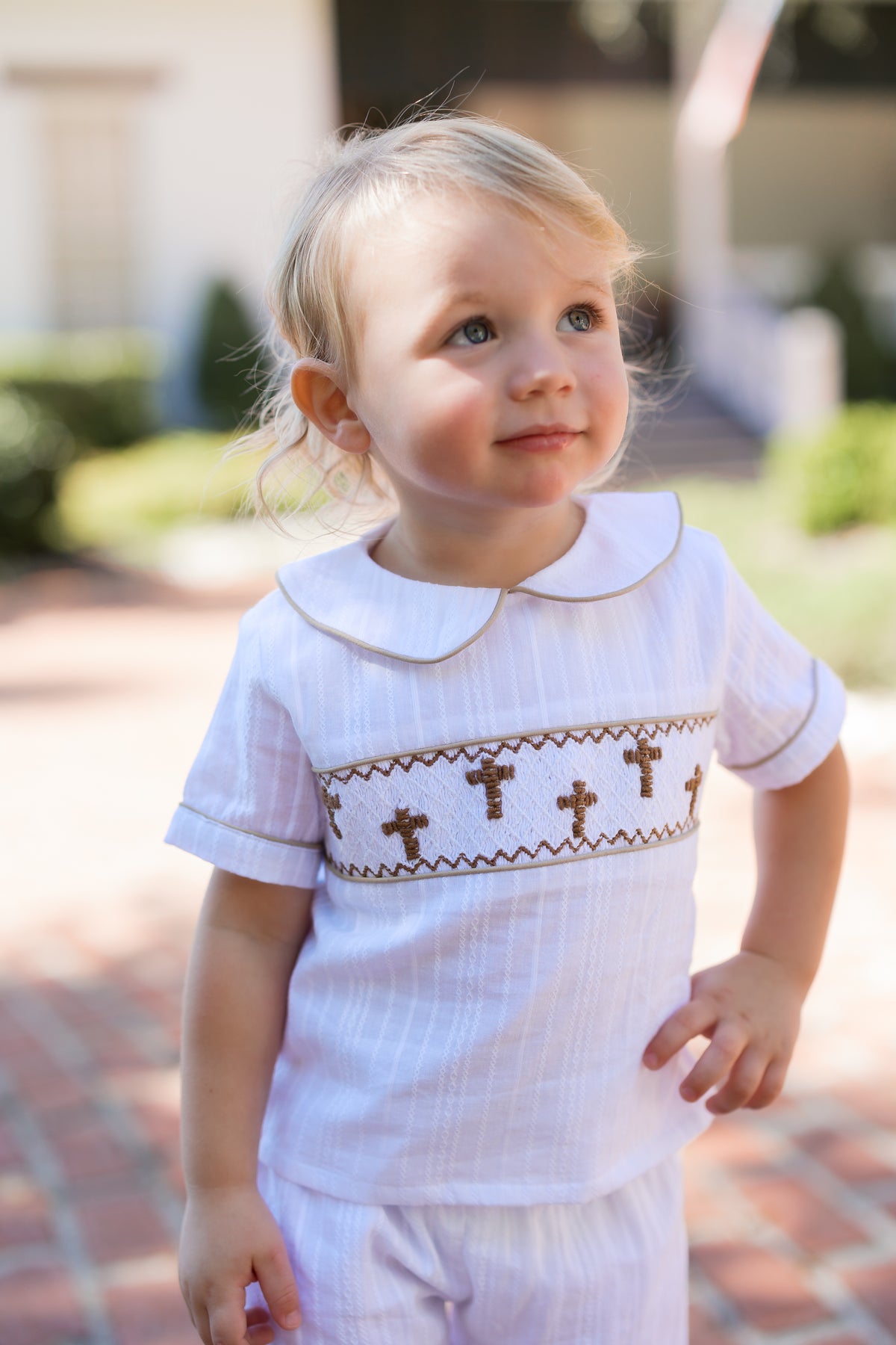 PRE ORDER Boys Smocked & Bullion Stitch Lead me to the Cross Bubble | ETA to LBS: FEBRUARY