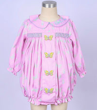 PRE ORDER Girls Smocked and French Knot Fluttering Butterflies Bubble | ETA to LBS: DECEMBER