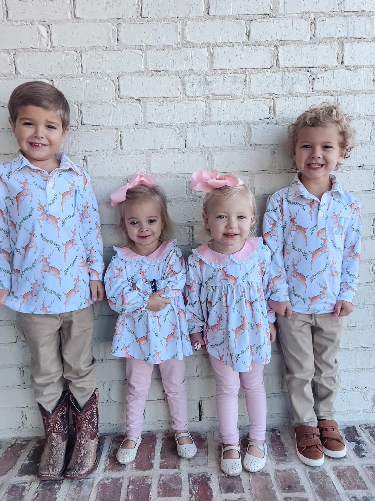 Boys Reindeer Knit “A” Monogrammed Polo RTS