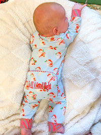 Boys Watercolor Santas Knit Lounge Zippy (TO ALL A GOOD NIGHT EMBROIDERED)