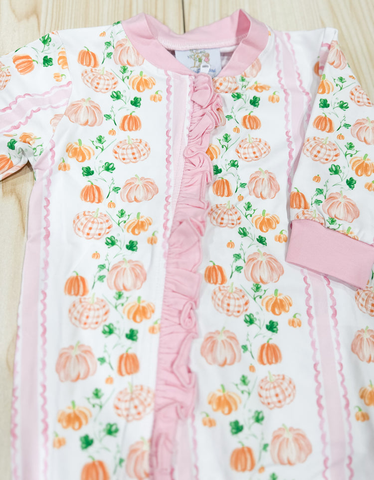 Girls Pink Scallop Pumpkin Zippy