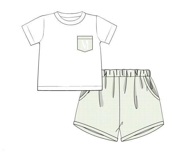 PRE ORDER Boys Green Gingham Short Set ETA: MAY