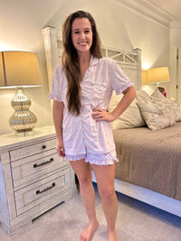 Women's Gingham Mouse Knit Pajama Short Set RTS