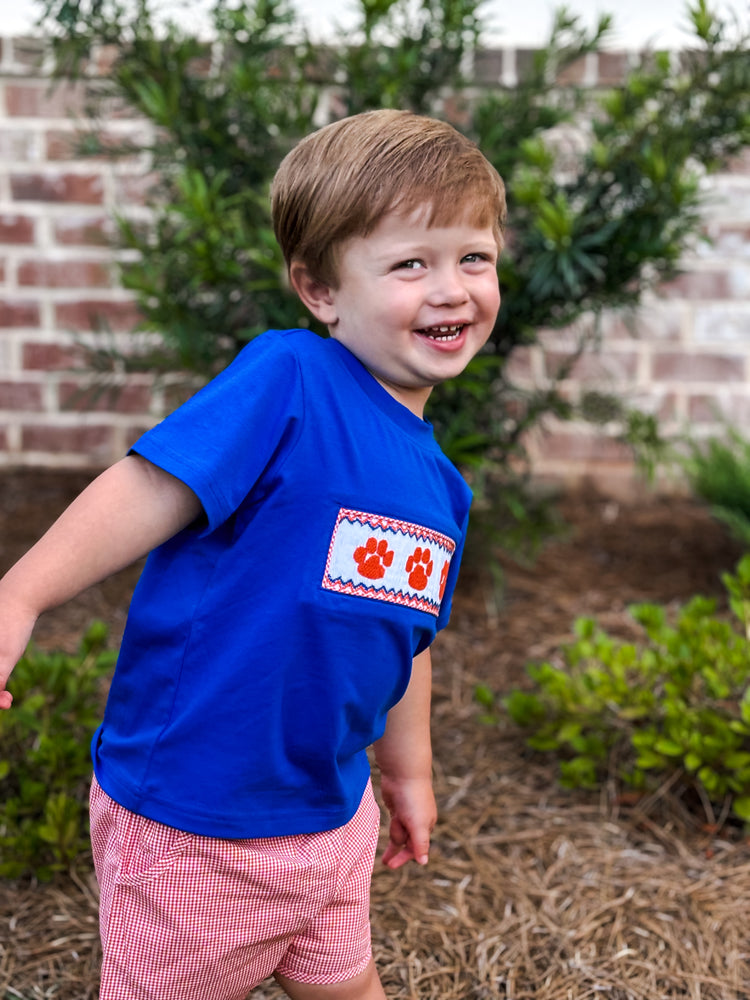 Boys Smocked Cougar Paw Short Set