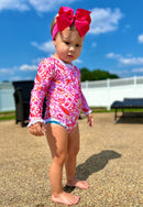 PRE ORDER Girls Tropical Long Sleeve Rashguard Swimsuit ETA: APRIL
