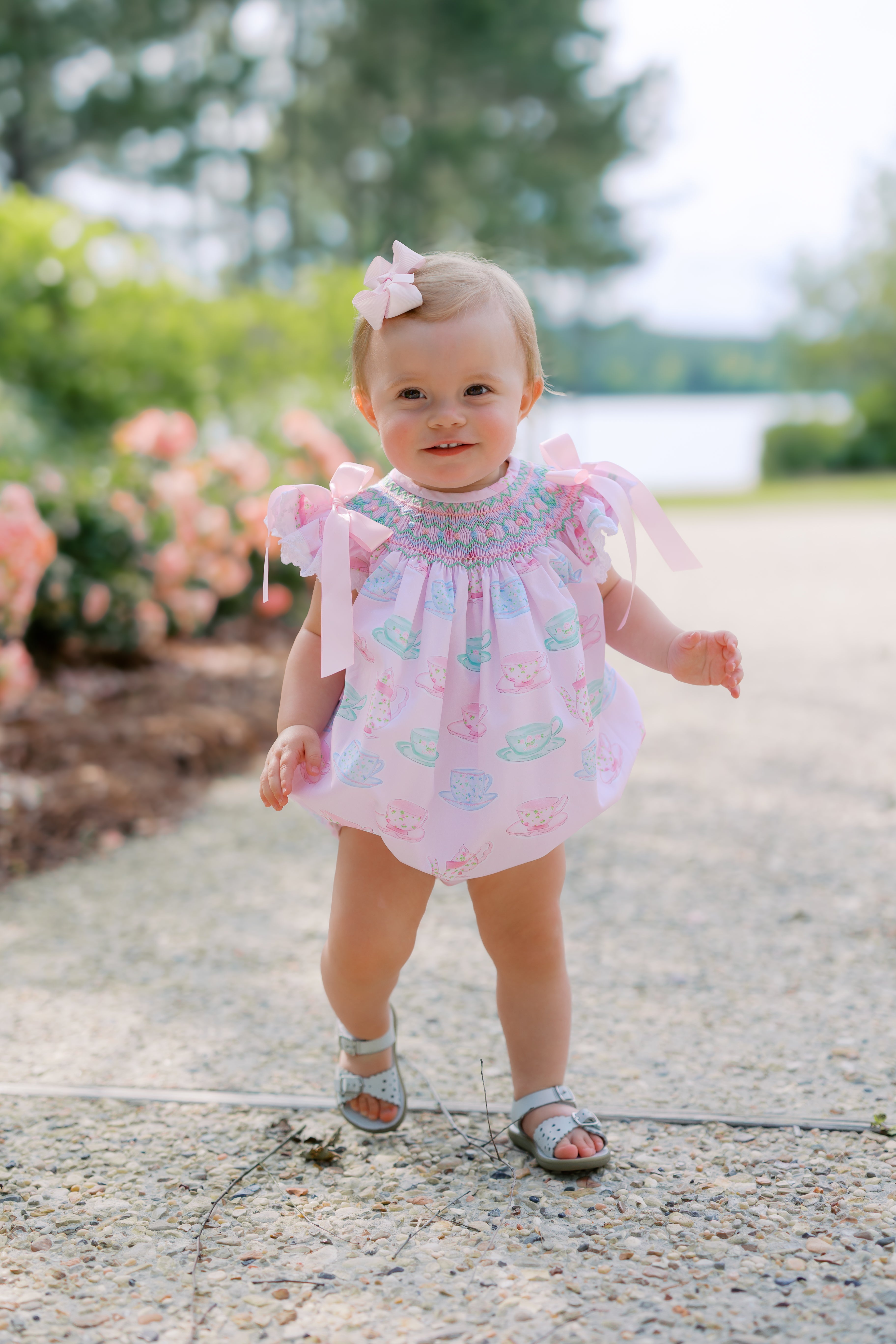 Girls Tea Party Bishop Smocked Bubble