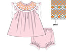 PRE ORDER Girls Heirloom Smocked Pearl Pumpkins Bloomer Set & Dress | ETA to LBS: SEPTEMBER