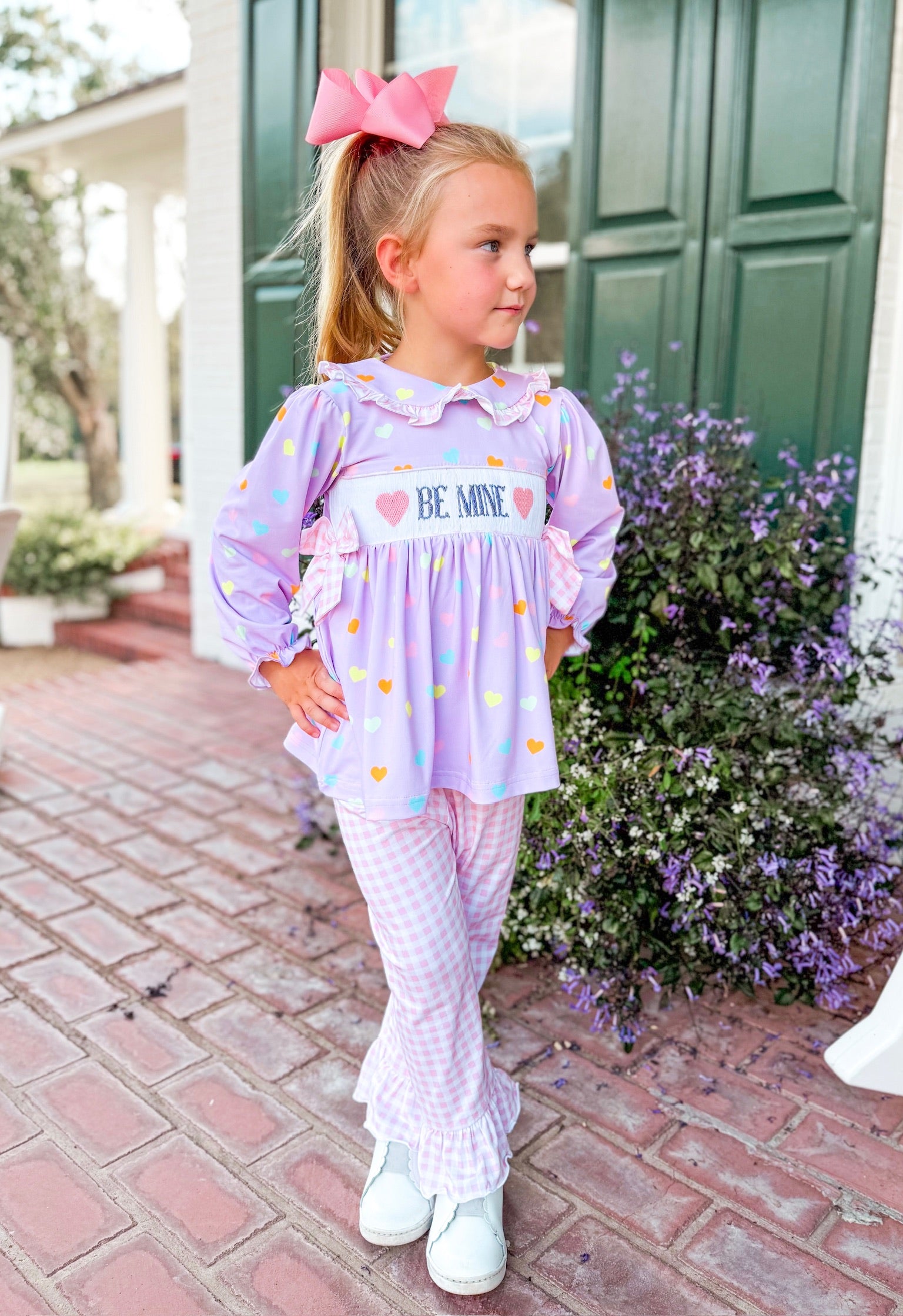 Girls Be Mine Smocked Ruffle Pant Set
