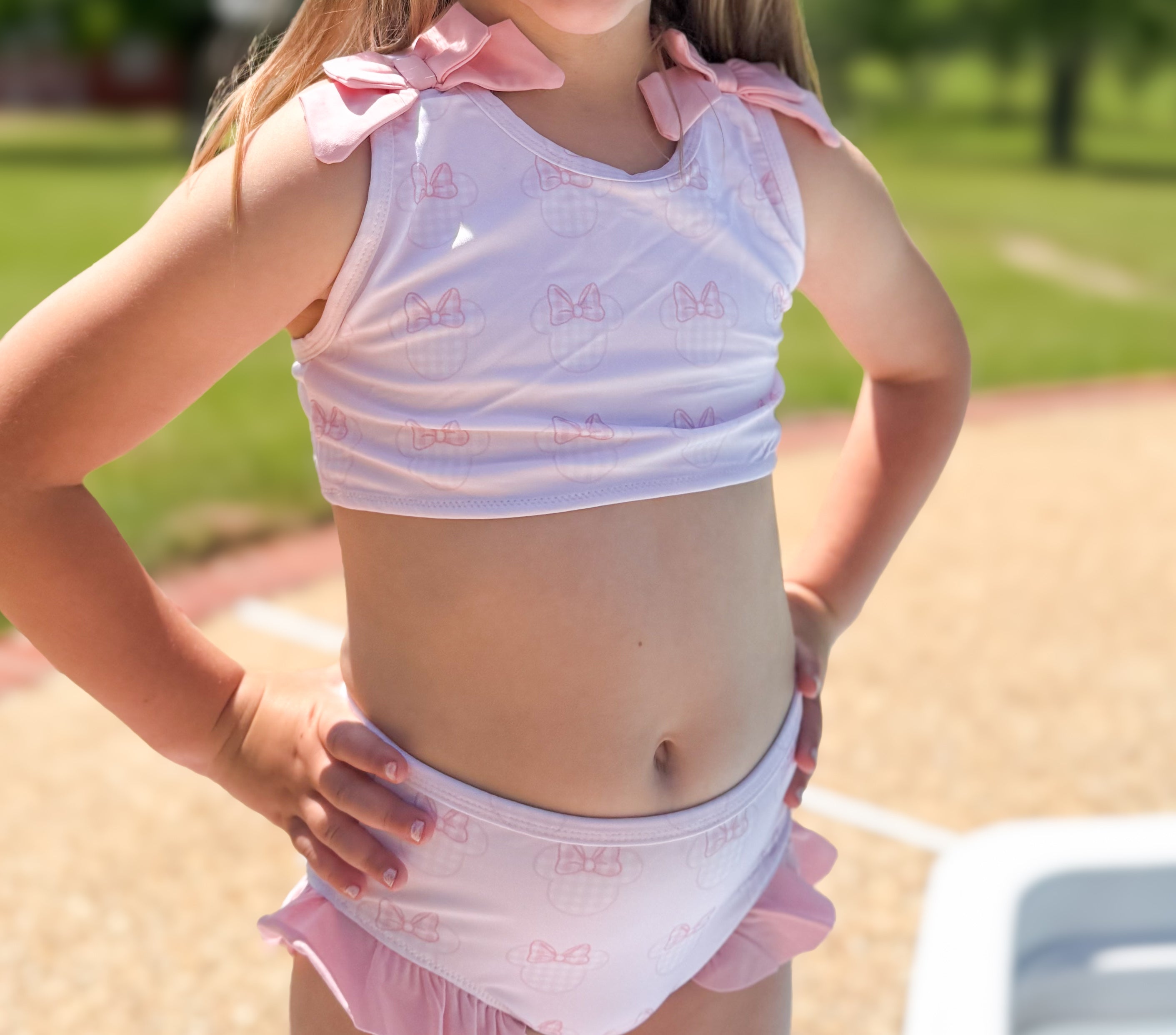 Girls Gingham Mouse Two-Piece Swimsuit