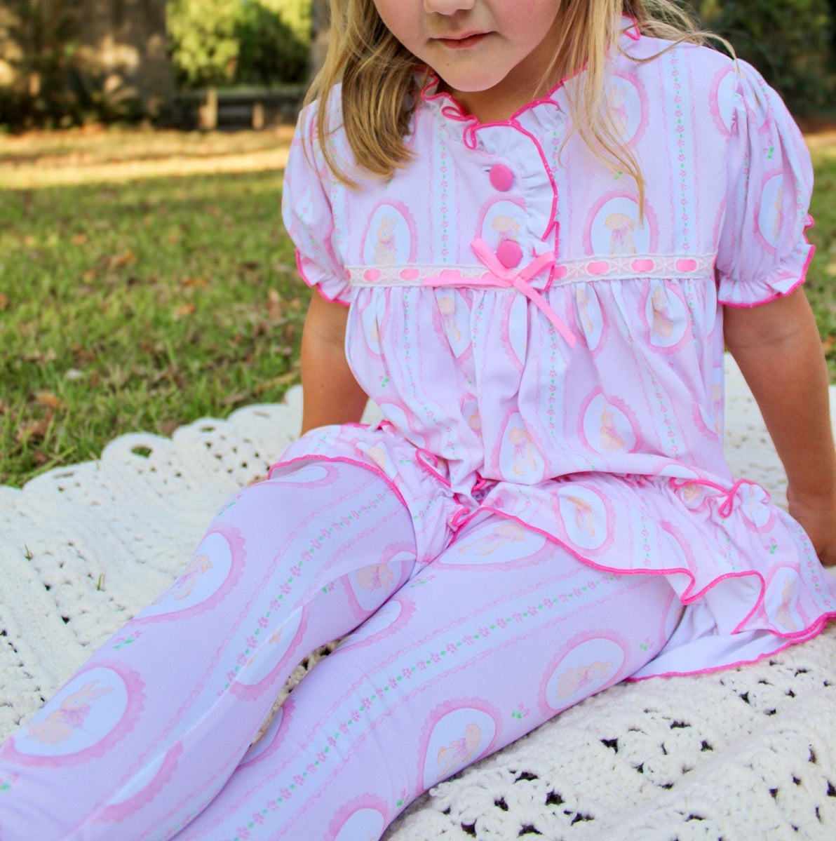 PRE ORDER Girls Watercolor Bunnies Knit Lounge Set | ETA to LBS: LATE FEBRUARY