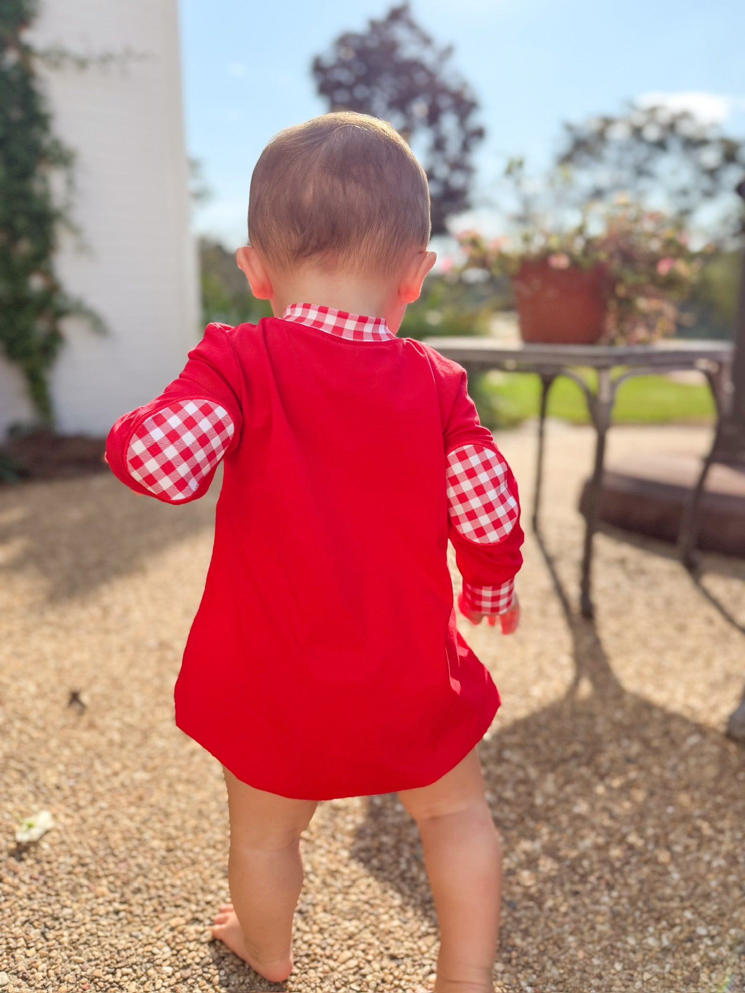 Boys Gingham French Knot Hearts, XOXO Embroidered Bubble